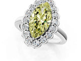 White gold Fancy Yellow Marquise  Halo Cluster Diamond Engagement Ring with Solitaire Band and Prong Setting_47