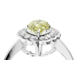 White gold Fancy Yellow Marquise  Halo Cluster Diamond Engagement Ring with Solitaire Band and Prong Setting_56