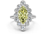 White gold Fancy Yellow Marquise  Halo Diamond Cluster Engagement Ring with Milgrain Bezel Setting and Solitaire Band_63