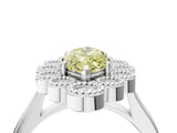 White gold Fancy Yellow Marquise  Halo Diamond Cluster Engagement Ring with Milgrain Bezel Setting and Solitaire Band_67