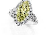 White gold Fancy Yellow Marquise  Halo Diamond Engagement Ring with Filigree Band and Four-Prong Setting_106