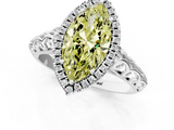 White gold Fancy Yellow Marquise  Halo Diamond Engagement Ring with Intricate Filigree Band and Four-Prong Setting_1