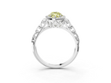 White gold Fancy Yellow Marquise  Halo Diamond Engagement Ring with Intricate Filigree Band and Four-Prong Setting_3