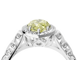 White gold Fancy Yellow Marquise  Halo Diamond Engagement Ring with Intricate Filigree Band and Four-Prong Setting_4