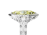 White gold Fancy Yellow Marquise  Halo Diamond Engagement Ring with Intricate Filigree Band and Four-Prong Setting_5
