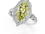 White gold Fancy Yellow Marquise  Halo Diamond Engagement Ring with Milgrain Band and Four-Prong Setting_29