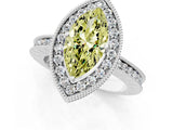 White gold Fancy Yellow Marquise  Halo Diamond Engagement Ring with Milgrain Pave Band and Four-Prong Setting_172