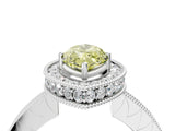 White gold Fancy Yellow Marquise  Halo Diamond Engagement Ring with Milgrain Pave Band and Four-Prong Setting_175