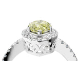 White gold Fancy Yellow Marquise  Halo Diamond Engagement Ring with Pavé Band and Four-Prong Setting_91