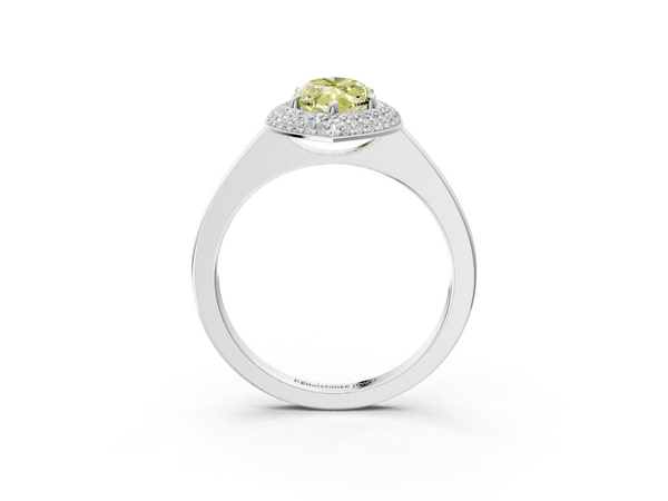 White gold Fancy Yellow Marquise  Halo Diamond Engagement Ring with Solitaire Band and Four-Prong Setting