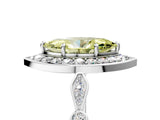 White gold Fancy Yellow Marquise  Halo Diamond Engagement Ring with Twisted Band and Four-Prong Setting 1