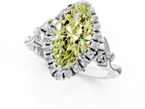 White gold Fancy Yellow Marquise  Halo Diamond Engagement Ring with Vintage-Inspired Band and Four-Prong Setting_4