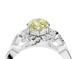 White gold Fancy Yellow Marquise  Halo Diamond Engagement Ring with Vintage-Inspired Band and Four-Prong Setting_7