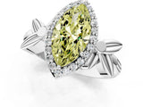White gold Fancy Yellow Marquise  Halo Diamond Floral Band with Four-Prong Setting_54