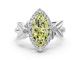 White gold Fancy Yellow Marquise  Halo Diamond Floral Band with Four-Prong Setting_55