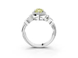 White gold Fancy Yellow Marquise  Halo Diamond Floral Band with Four-Prong Setting_56