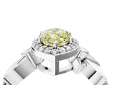 White gold Fancy Yellow Marquise  Halo Diamond Floral Band with Four-Prong Setting_59