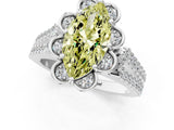 White gold Fancy Yellow Marquise  Halo Diamond Floral Split Shank Engagement Ring 1