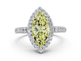 White gold Fancy Yellow Marquise  Halo Diamond Pavé Band Ring with Prong Setting