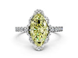 White gold Fancy Yellow Marquise  Halo Diamond Pave Band Ring with Four-Prong Setting_15