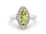 White gold Fancy Yellow Marquise  Halo Diamond Ring with Cathedral Band and Four-Prong Setting_29