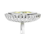 White gold Fancy Yellow Marquise  Halo Diamond Ring with Milgrain Edge and Round Prong Setting_100