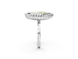White gold Fancy Yellow Marquise  Halo Diamond Ring with Milgrain Edge and Round Prong Setting_97