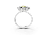 White gold Fancy Yellow Marquise  Halo Diamond Ring with Milgrain Edge and Round Prong Setting_98