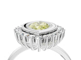 White gold Fancy Yellow Marquise  Halo Diamond Ring with Milgrain Edge and Round Prong Setting_99