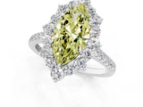 White gold Fancy Yellow Marquise  Halo Diamond Ring with Pavé Band and Prong Setting_18