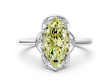 White gold Fancy Yellow Marquise  Halo Diamond Ring with Round Cluster Setting, Solitaire Band, and Four-Prong Setting_29