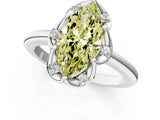 White gold Fancy Yellow Marquise  Halo Diamond Ring with Round Cluster Setting, Solitaire Band, and Four-Prong Setting_30