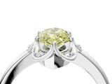 White gold Fancy Yellow Marquise  Halo Diamond Ring with Round Cluster Setting, Solitaire Band, and Four-Prong Setting_33