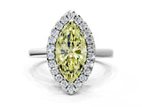 White gold Fancy Yellow Marquise  Halo Diamond Solitaire with Pavé Band and Four-Prong Setting_39