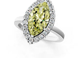 White gold Fancy Yellow Marquise  Halo Diamond Solitaire with Pavé Band and Four-Prong Setting_52
