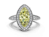 White gold Fancy Yellow Marquise  Halo Diamond Split Shank Ring with Milgrain Detail_29