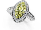 White gold Fancy Yellow Marquise  Halo Diamond Split Shank Ring with Milgrain Detail_30