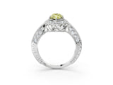 White gold Fancy Yellow Marquise  Halo Diamond Split Shank Ring with Milgrain Detail_32