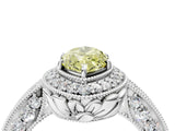 White gold Fancy Yellow Marquise  Halo Diamond Split Shank Ring with Milgrain Detail_33