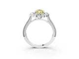 White gold Fancy Yellow Marquise  Halo Milgrain Pave Diamond Ring with Four-Prong Setting 3