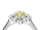 White gold Fancy Yellow Marquise  Halo Milgrain Pave Diamond Ring with Four-Prong Setting 4
