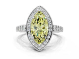 White gold Fancy Yellow Marquise  Halo Milgrain Solitaire with Bezel Set Side Stones and Pave Band_32