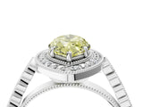 White gold Fancy Yellow Marquise  Halo Milgrain Solitaire with Bezel Set Side Stones and Pave Band_36