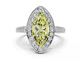 White gold Fancy Yellow Marquise  Halo Pavé Diamond Engagement Ring with Bezel Setting_12
