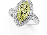 White gold Fancy Yellow Marquise  Halo Pavé Diamond Engagement Ring with Bezel Setting_13