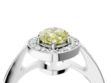 White gold Fancy Yellow Marquise  Halo Pavé Diamond Engagement Ring with Bezel Setting_16