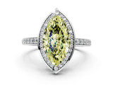 White gold Fancy Yellow Marquise  Halo Pave Band Solitaire Ring with Prong Setting_28