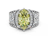 White gold Fancy Yellow Marquise  Halo Pave Diamond Engagement Ring with Milgrain Detailing_29