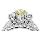 White gold Fancy Yellow Marquise  Halo Pave Diamond Engagement Ring with Milgrain Detailing_33
