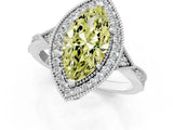 White gold Fancy Yellow Marquise  Halo Round Diamond Milgrain Pave Engagement Ring_4